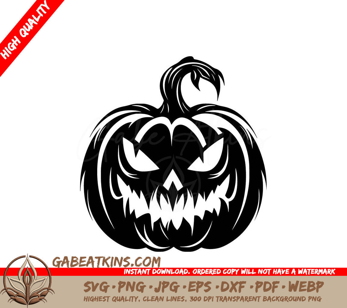 A Black And White Drawing Of A Halloween Pumpkin With A Scary Face