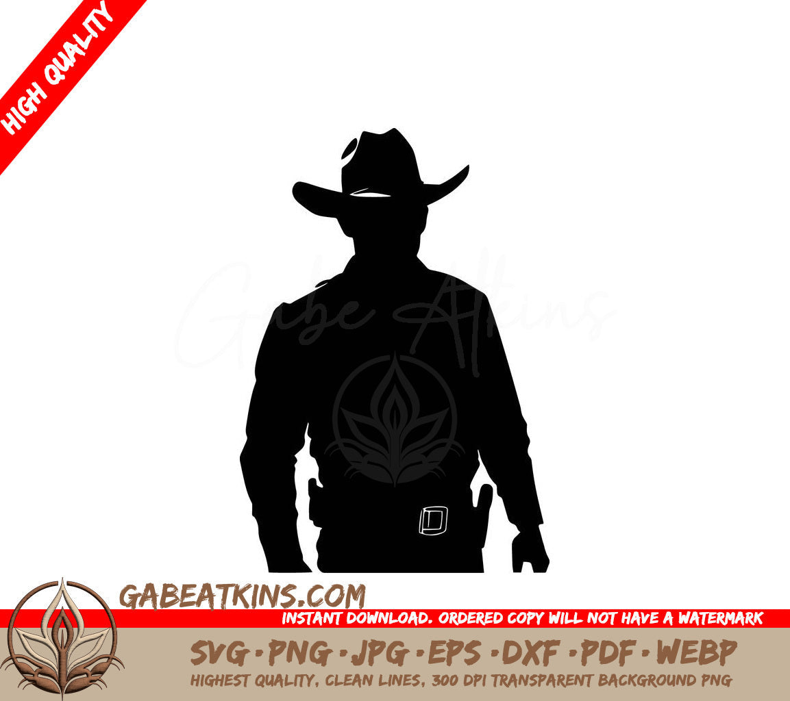 A Silhouette Of A Man Wearing A Cowboy Hat SVG - Sheriff Silhouette SVG