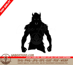 A Silhouette Of A Werewolf With Horns And Sharp Teeth