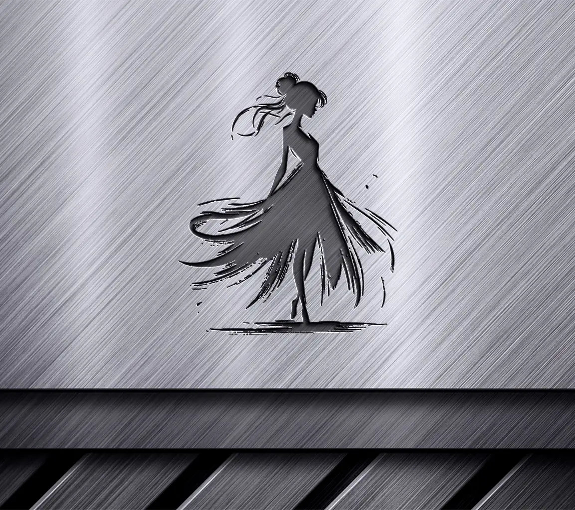  Woman in Long Dress SVG - Silhouette Art SVG