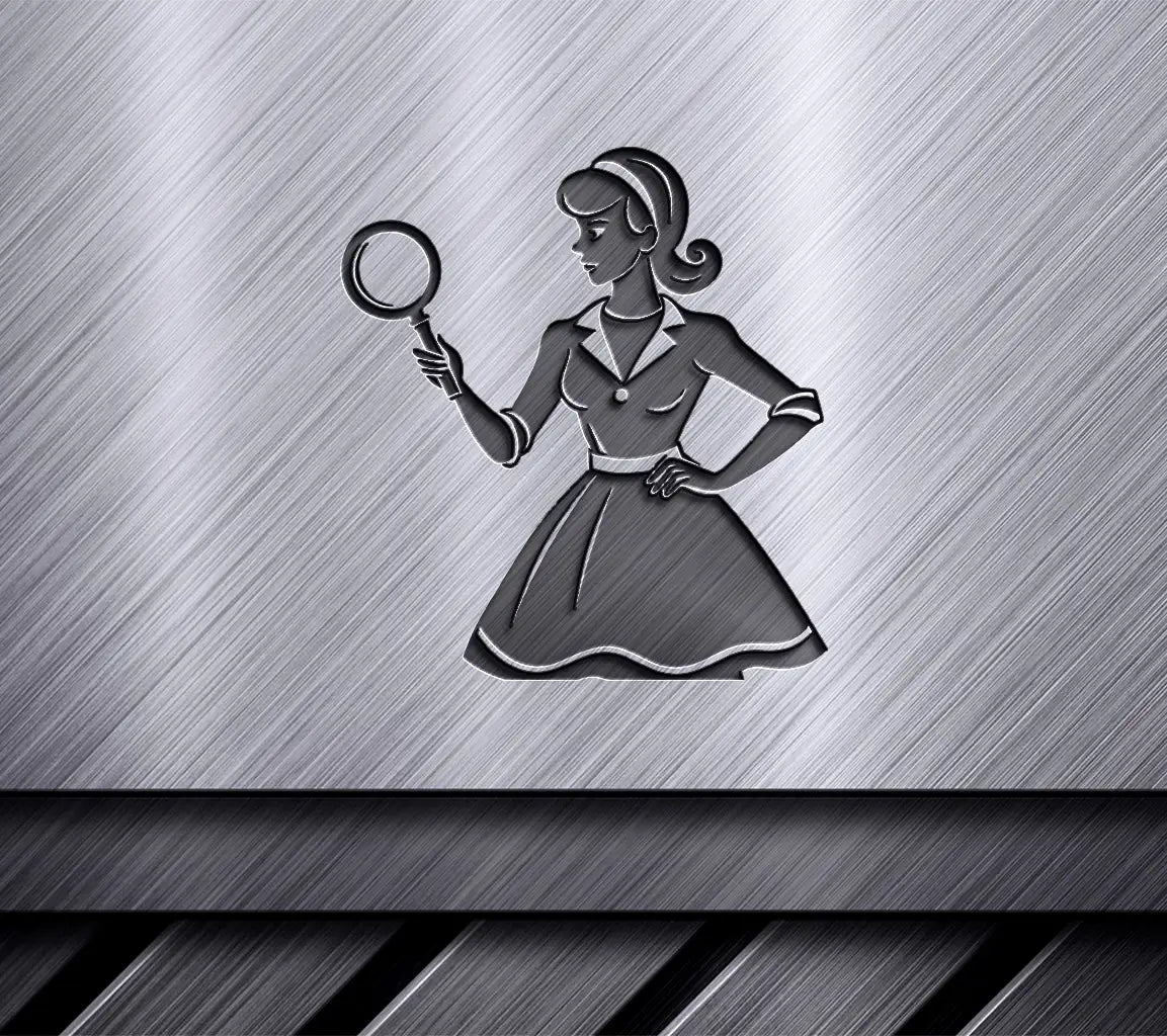  Woman Silhouette Holding Magnifying Glass SVG - Investigation & Search Illustration SVG