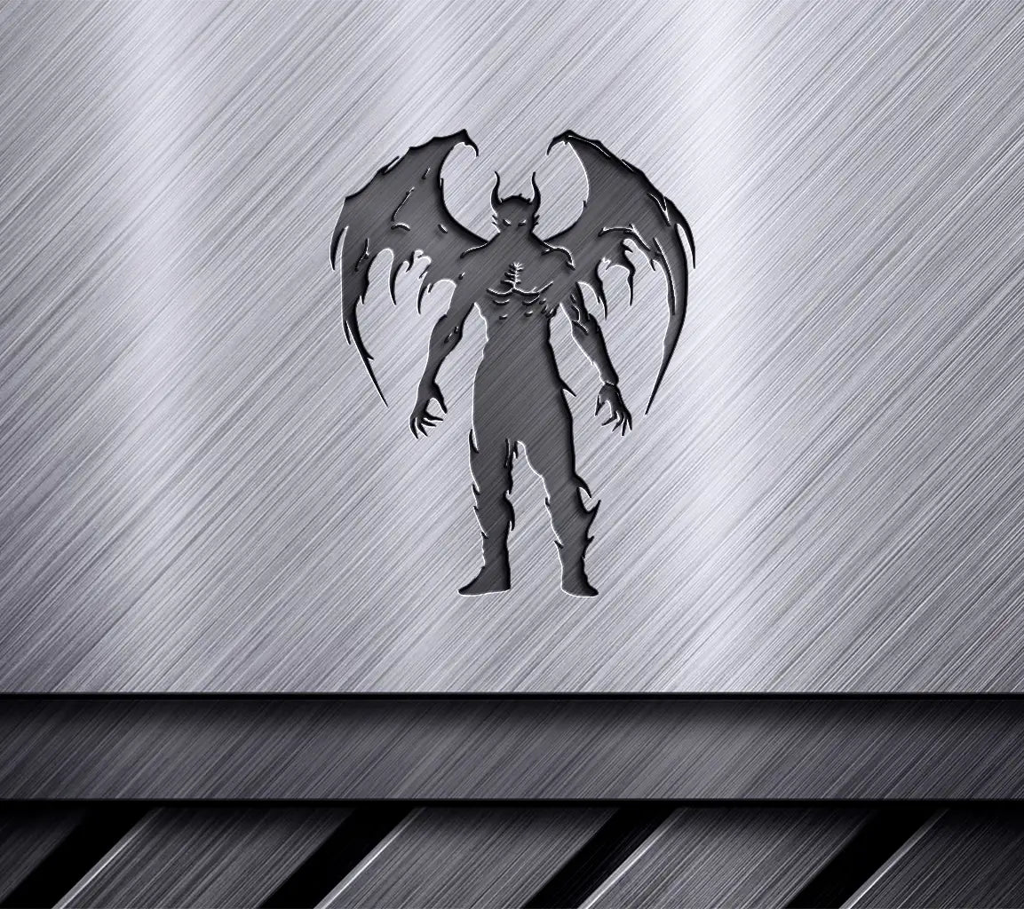 Demon Silhouette SVG - Bat Devil with Horns and Wings SVG