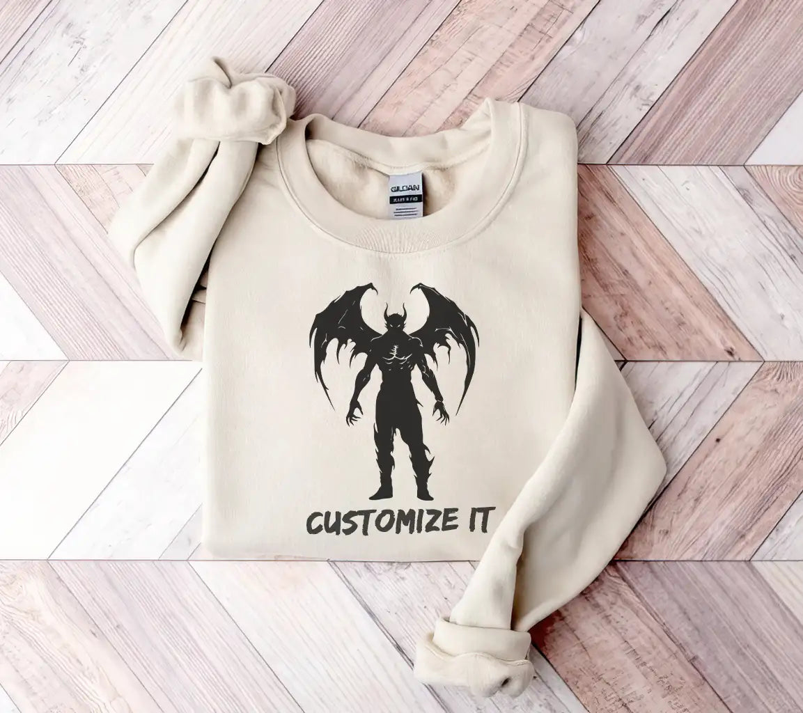 Demon Silhouette SVG - Bat Devil with Horns and Wings SVG