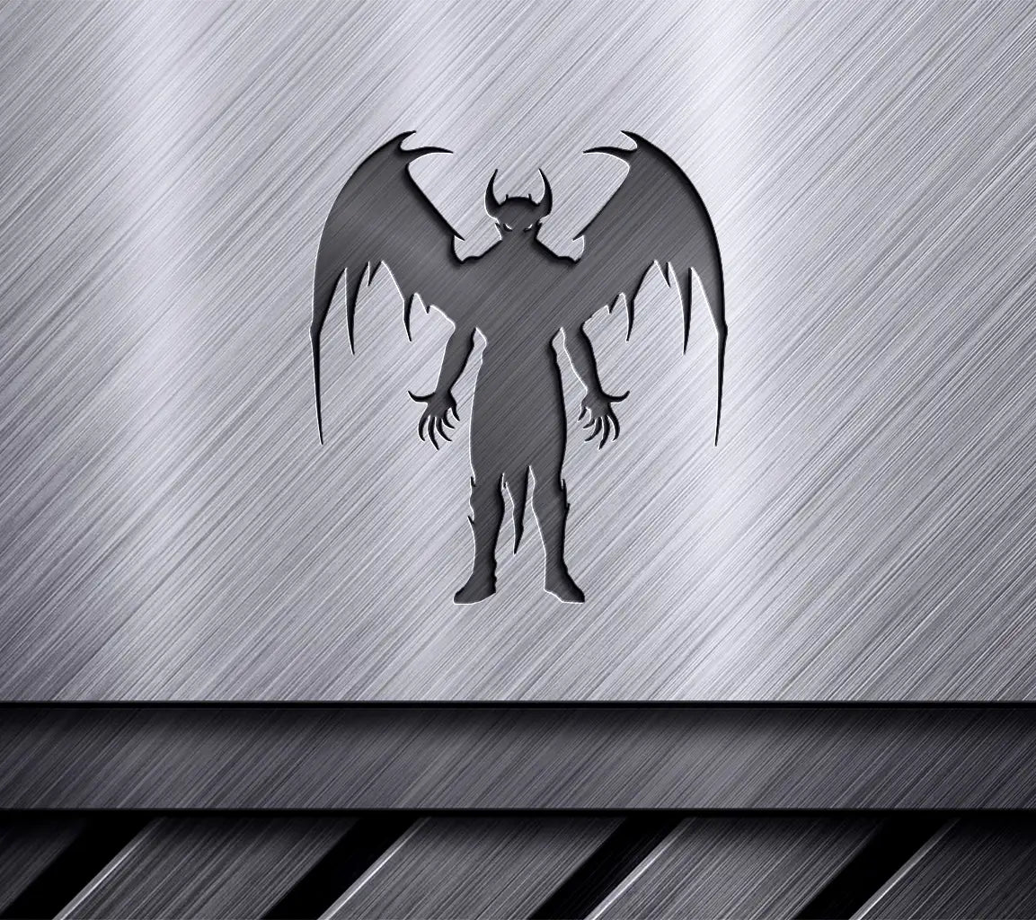 Demon Silhouette with Horns & Wings SVG - Bat Devil SVG