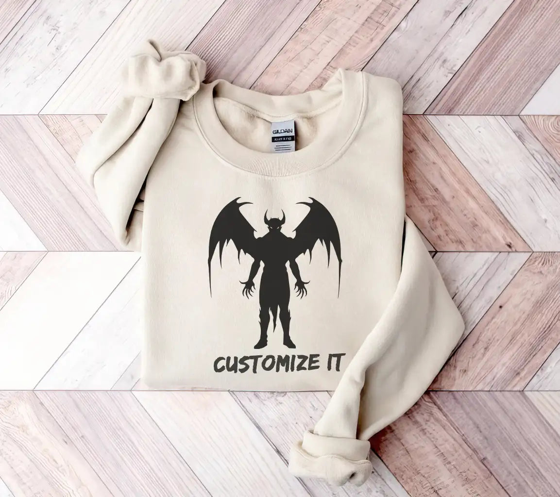 Demon Silhouette with Horns & Wings SVG - Bat Devil SVG