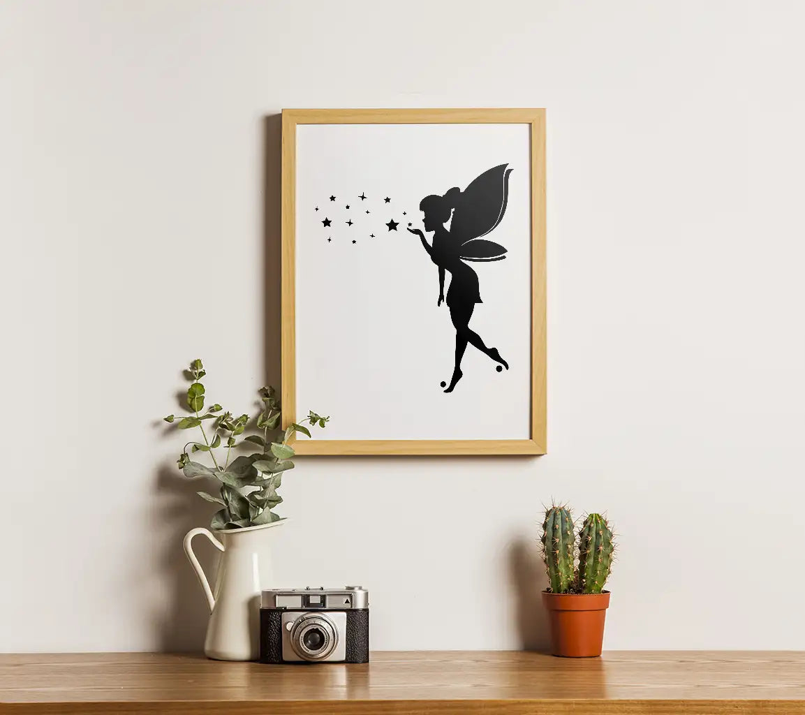  Fairy Silhouette SVG - Cute Star Blowing Fairy Art SVG