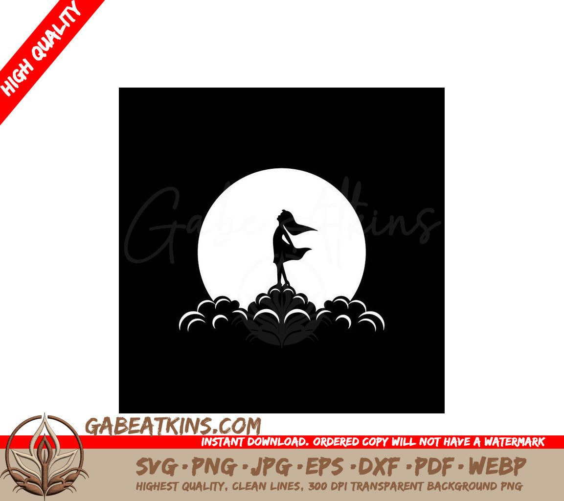 Woman Silhouette Full Moon SVG - Vector Design Design SVG