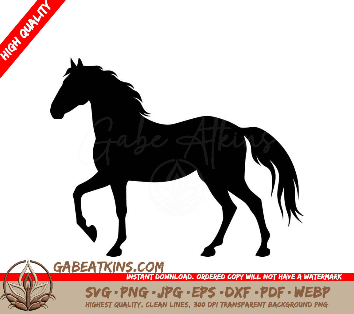 A Black Silhouette Of A Horse On A White Background SVG - Silhouette of a horse SVG