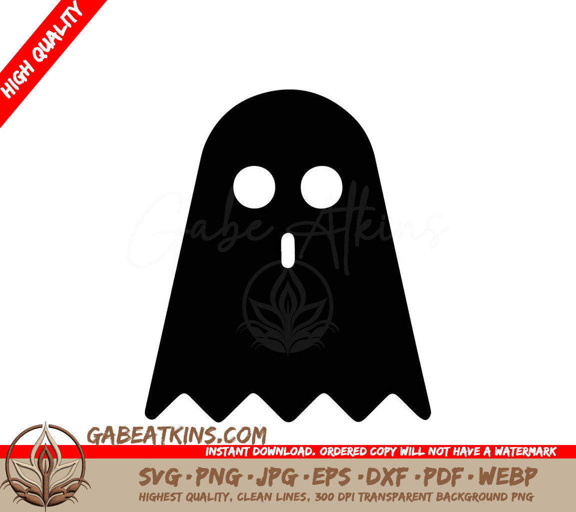 Surprised Ghost Silhouette SVG - Simple Black Illustration SVG