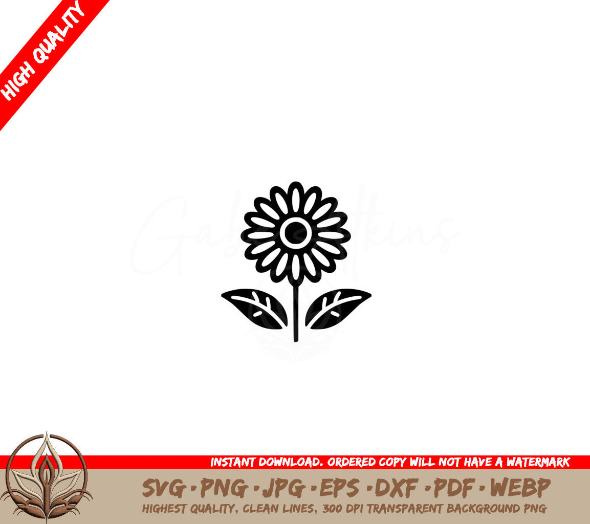 Simple Bold Daisy SVG PNG JPG AI PDF DXF EPS and WebP Digital Cut File 
