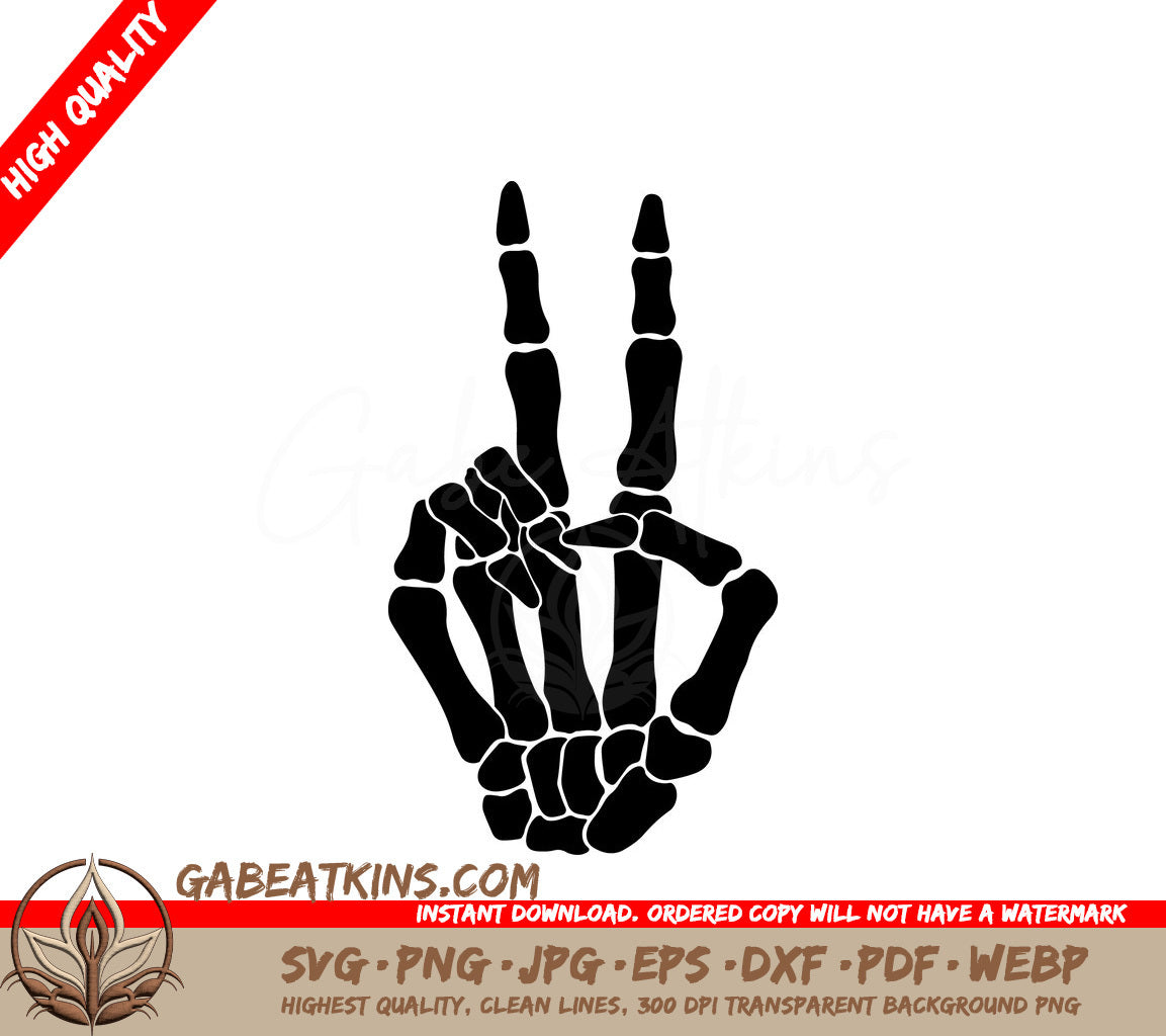 Skeleton Hand Peace Sign SVG SVG