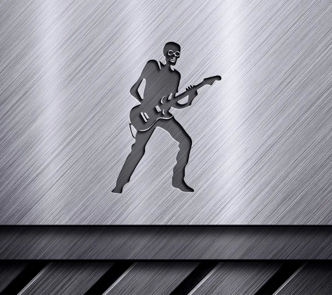 Skeleton Electric Guitar Player SVG Silhouette SVG