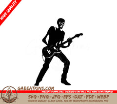 Skeleton Electric Guitar Player SVG Silhouette SVG