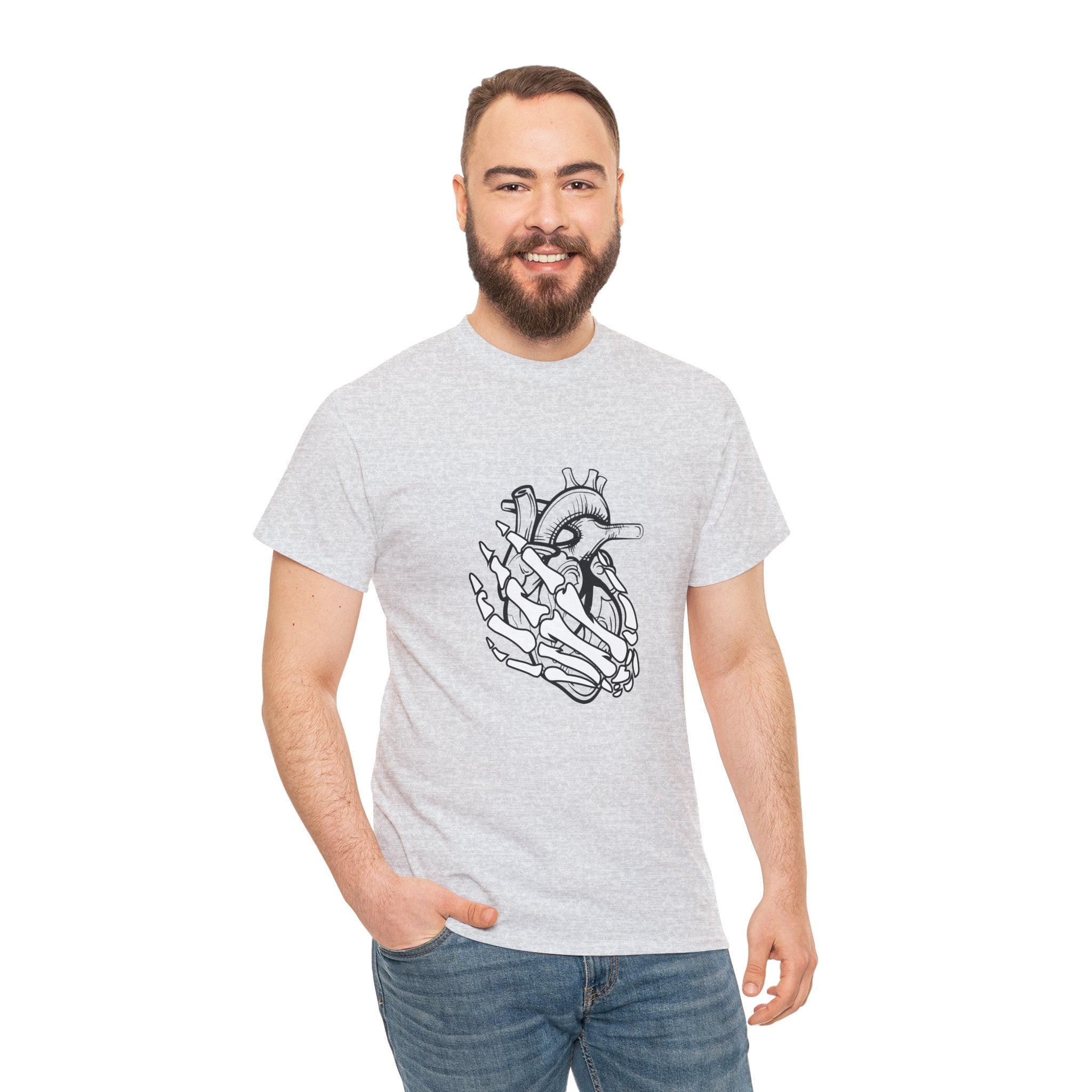 Skeleton Hand Holding An Anatomical Heart T-Shirt | Unconventional Love Showing My Heart Is In Your Hands T-Shirt