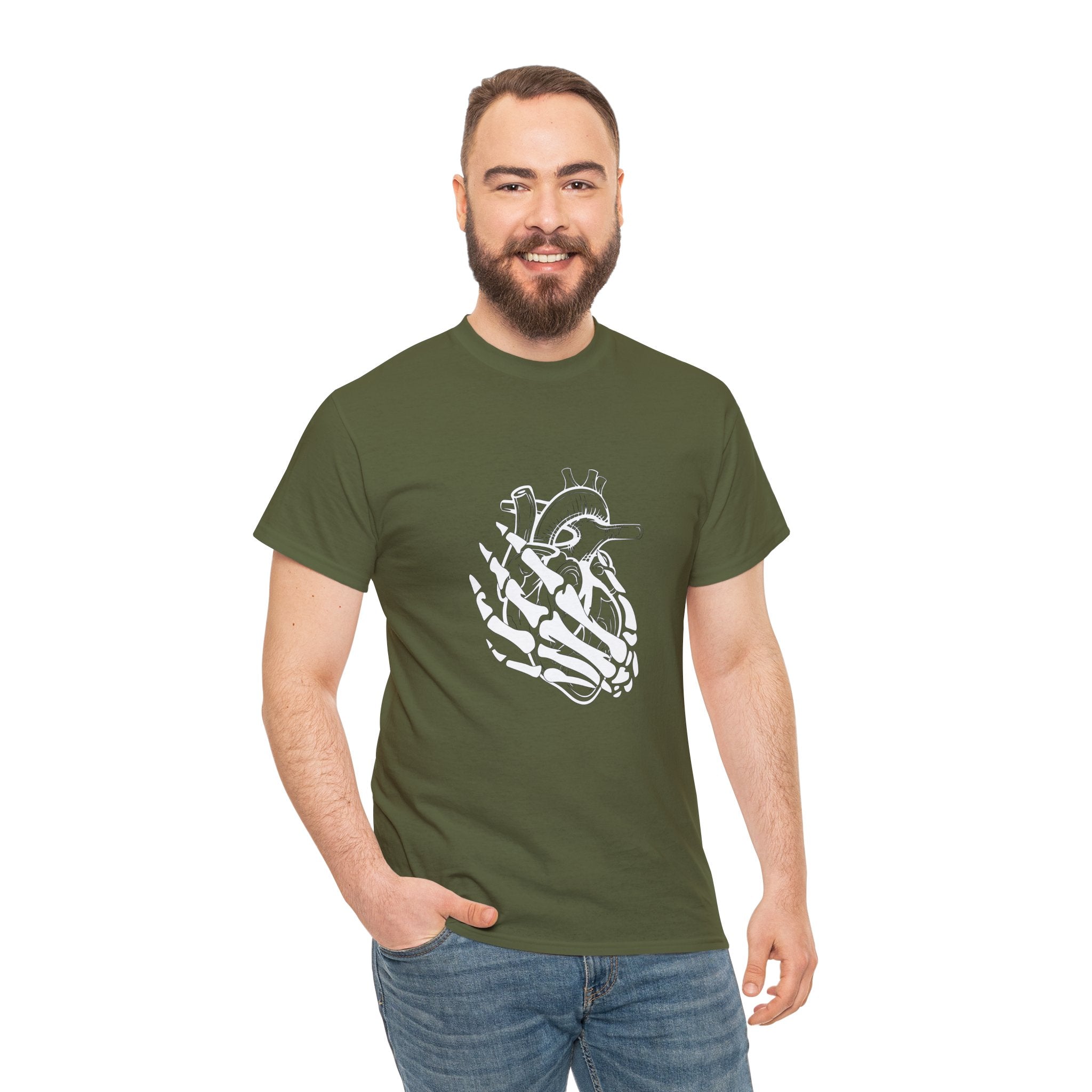 Skeleton Hand Holding an Anatomical Heart T-Shirt | Unconventional Love Showing My Heart is in Your Hands T-Shirt