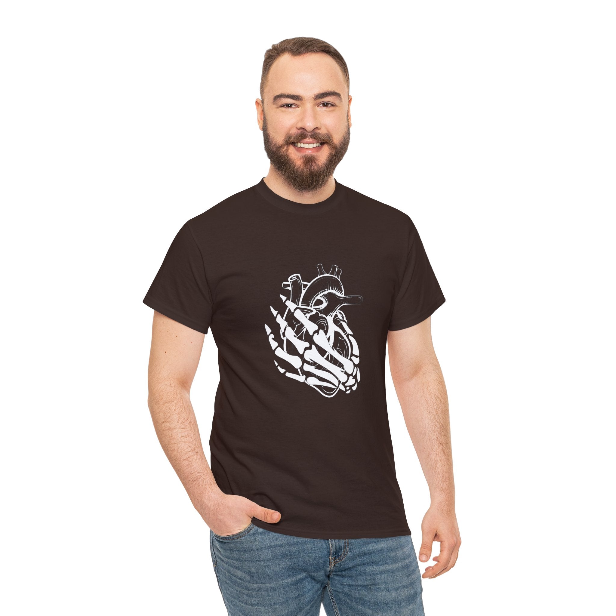 Skeleton Hand Holding an Anatomical Heart T-Shirt | Unconventional Love Showing My Heart is in Your Hands T-Shirt