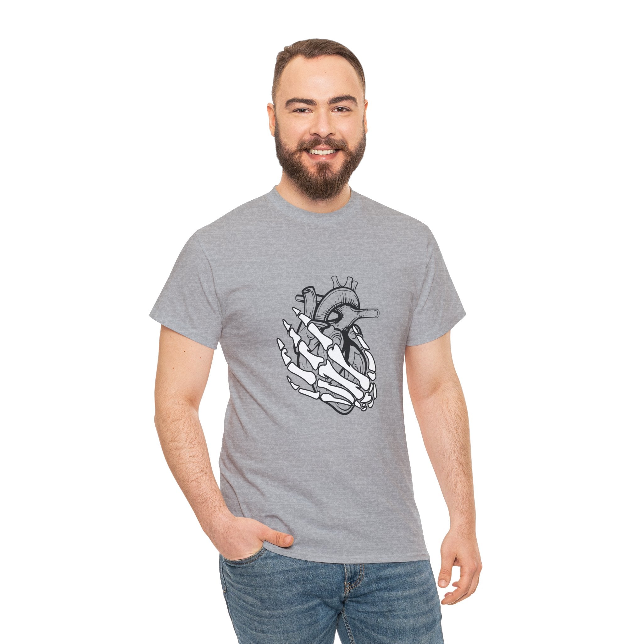 Skeleton Hand Holding an Anatomical Heart T-Shirt | Unconventional Love Showing My Heart is in Your Hands T-Shirt