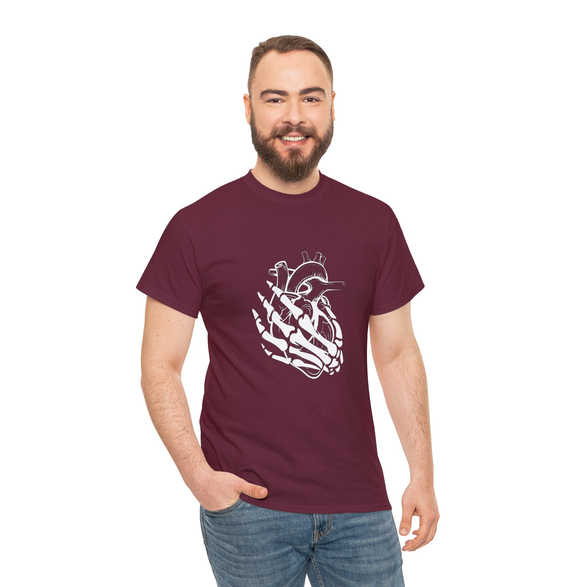 Skeleton Hand Holding an Anatomical Heart T-Shirt | Unconventional Love Showing My Heart is in Your Hands T-Shirt