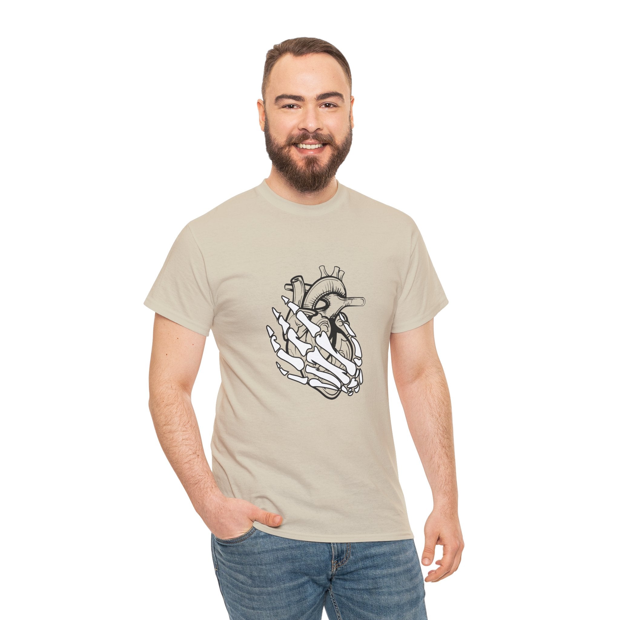 Skeleton Hand Holding an Anatomical Heart T-Shirt | Unconventional Love Showing My Heart is in Your Hands T-Shirt