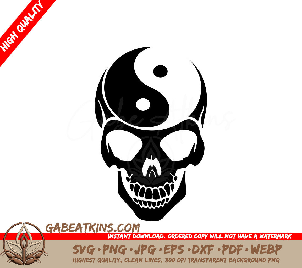 Yin Yang Skull SVG Design SVG