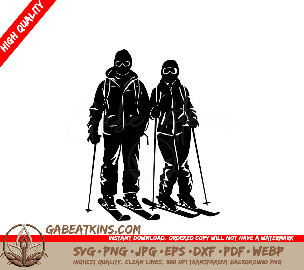  A Man And A Woman Skiing SVG - Ski Loving Couple SVG