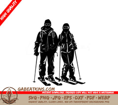  A Man And A Woman Skiing SVG - Ski Loving Couple SVG