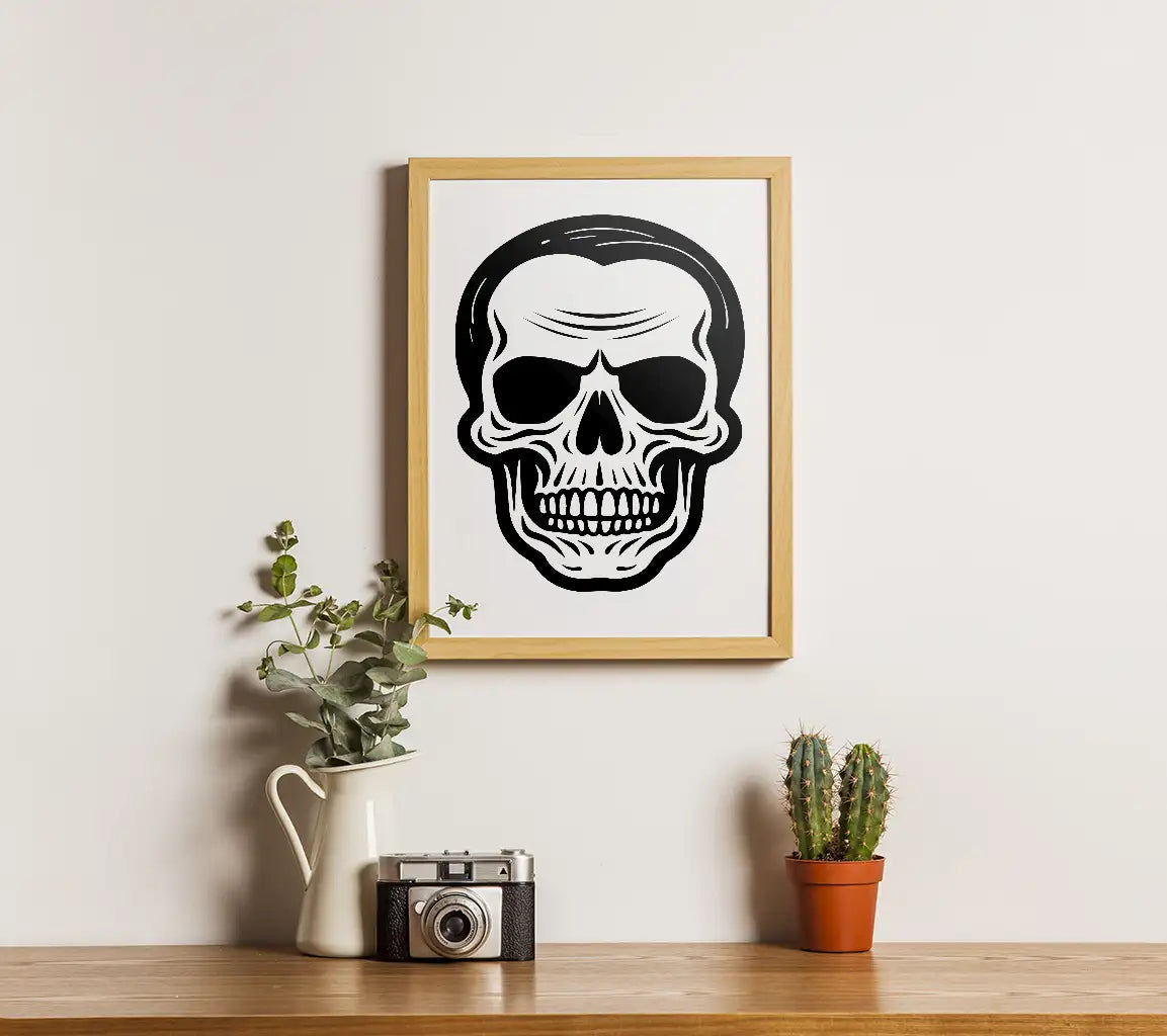 Minimalist  Open Mouth Skull SVG - Flat Design SVG