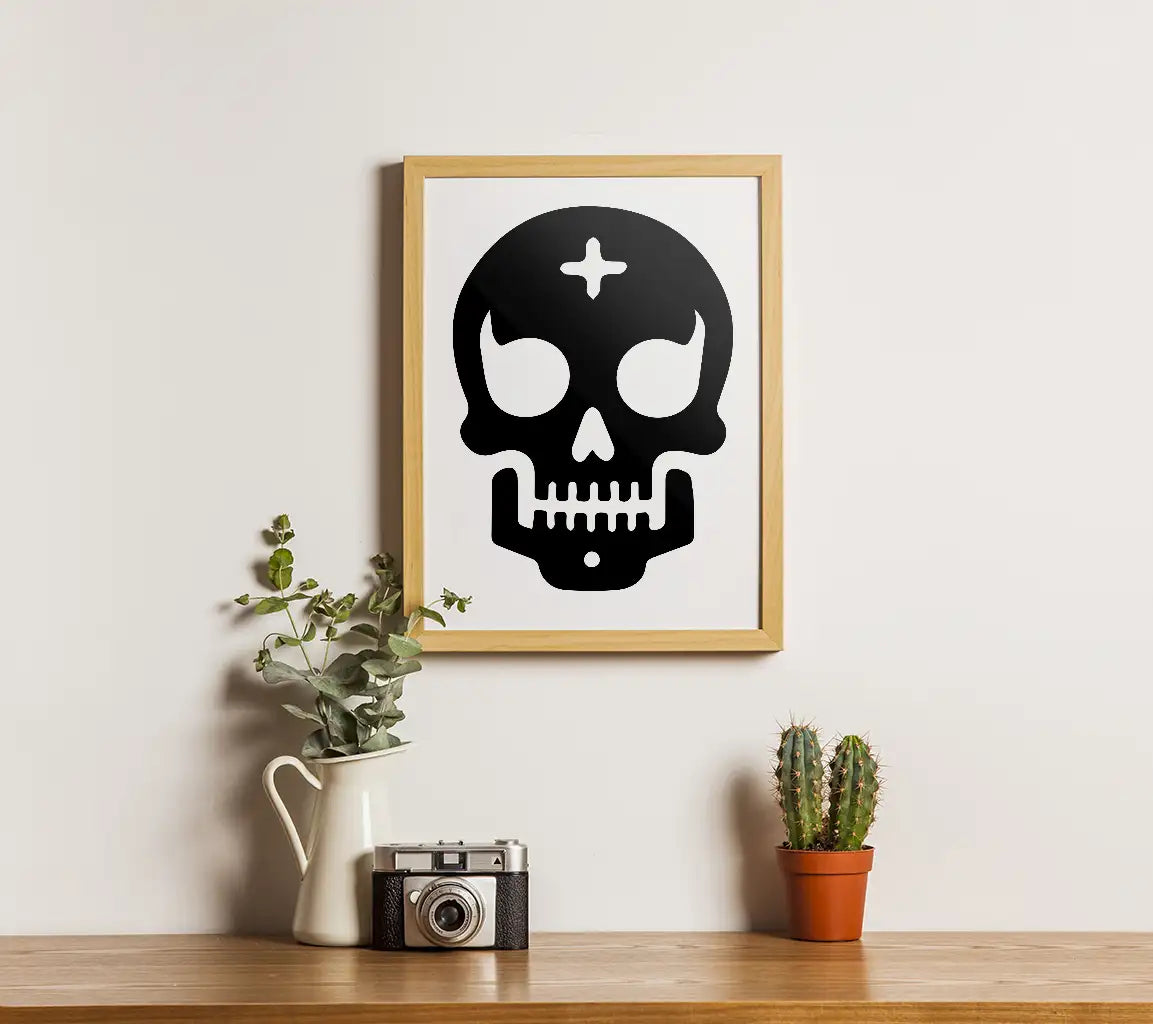 Black Skull with Cross SVG Icon - Intriguing Vector Graphic SVG