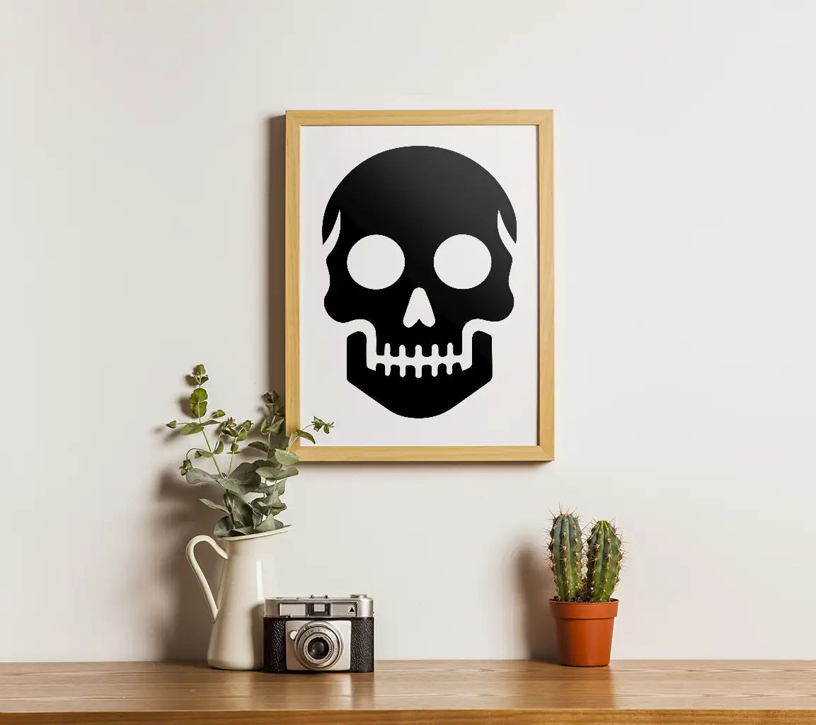 Black Skull with White Eyes & Teeth SVG Icon - Intriguing Vector Graphic SVG