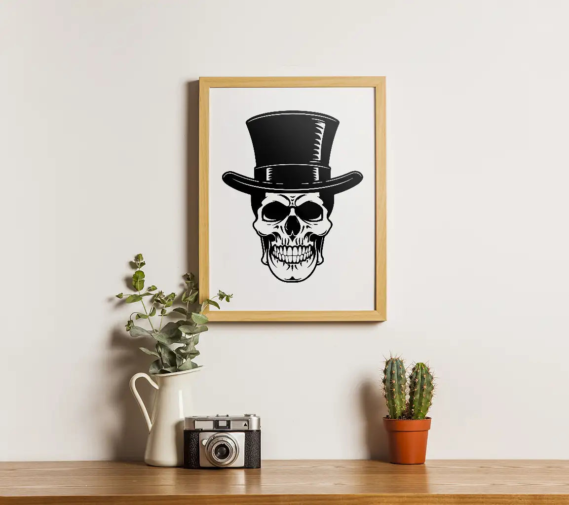  Skull Wearing Top Hat SVG - Vector Illustration SVG