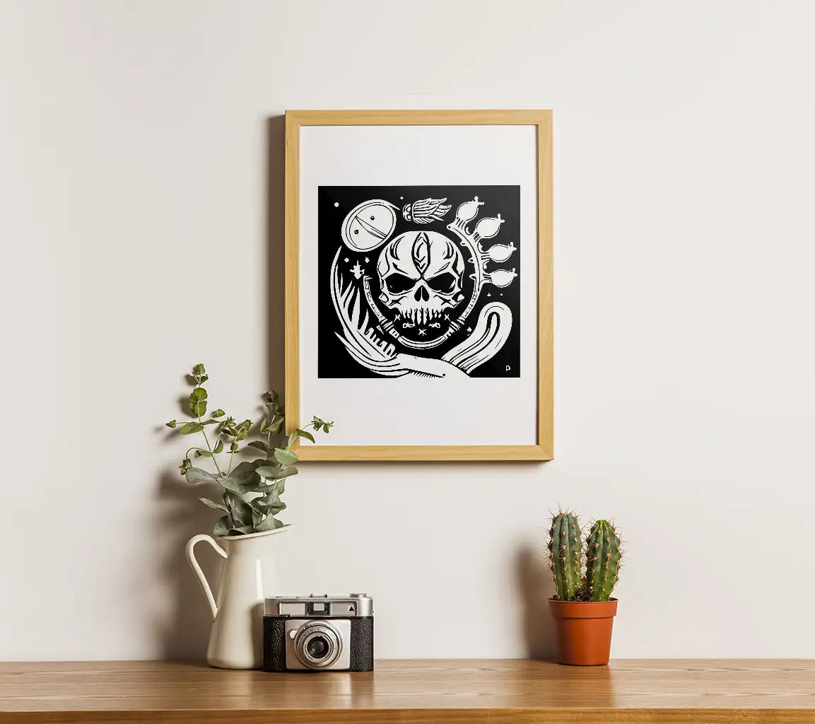 Pirate Skull with Letter P SVG -  Drawing SVG