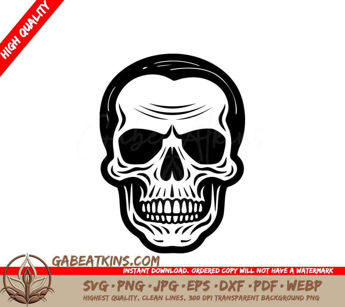 Minimalist  Open Mouth Skull SVG - Flat Design SVG