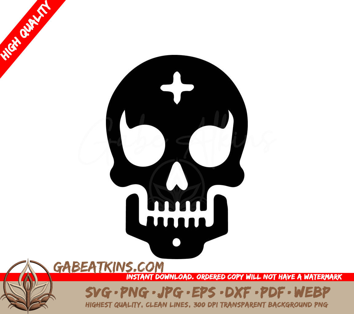 Black Skull with Cross SVG Icon - Intriguing Vector Graphic SVG