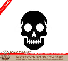 Black Skull with White Eyes & Teeth SVG Icon - Intriguing Vector Graphic SVG