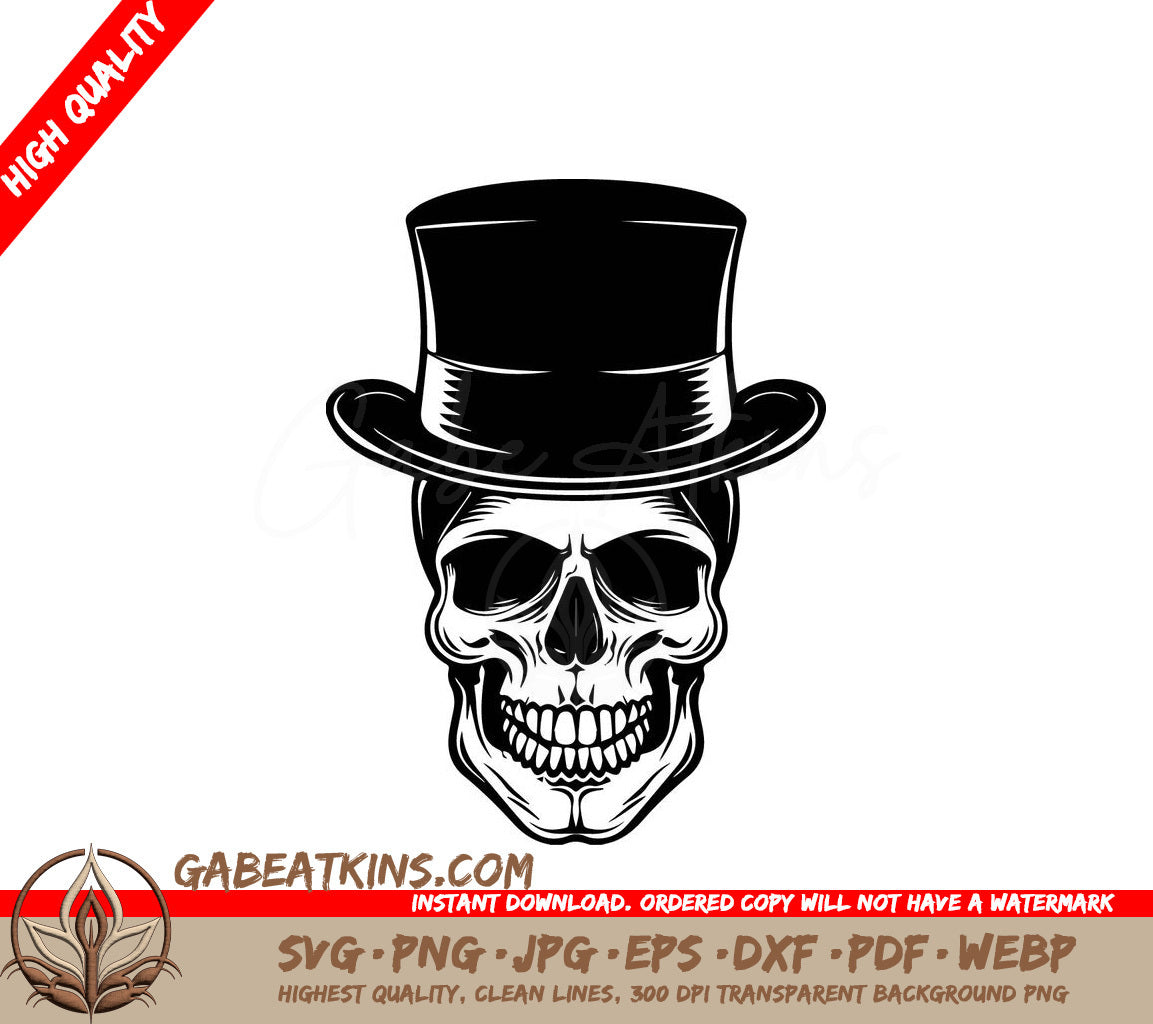  Skull Wearing Top Hat SVG - Vector Illustration SVG