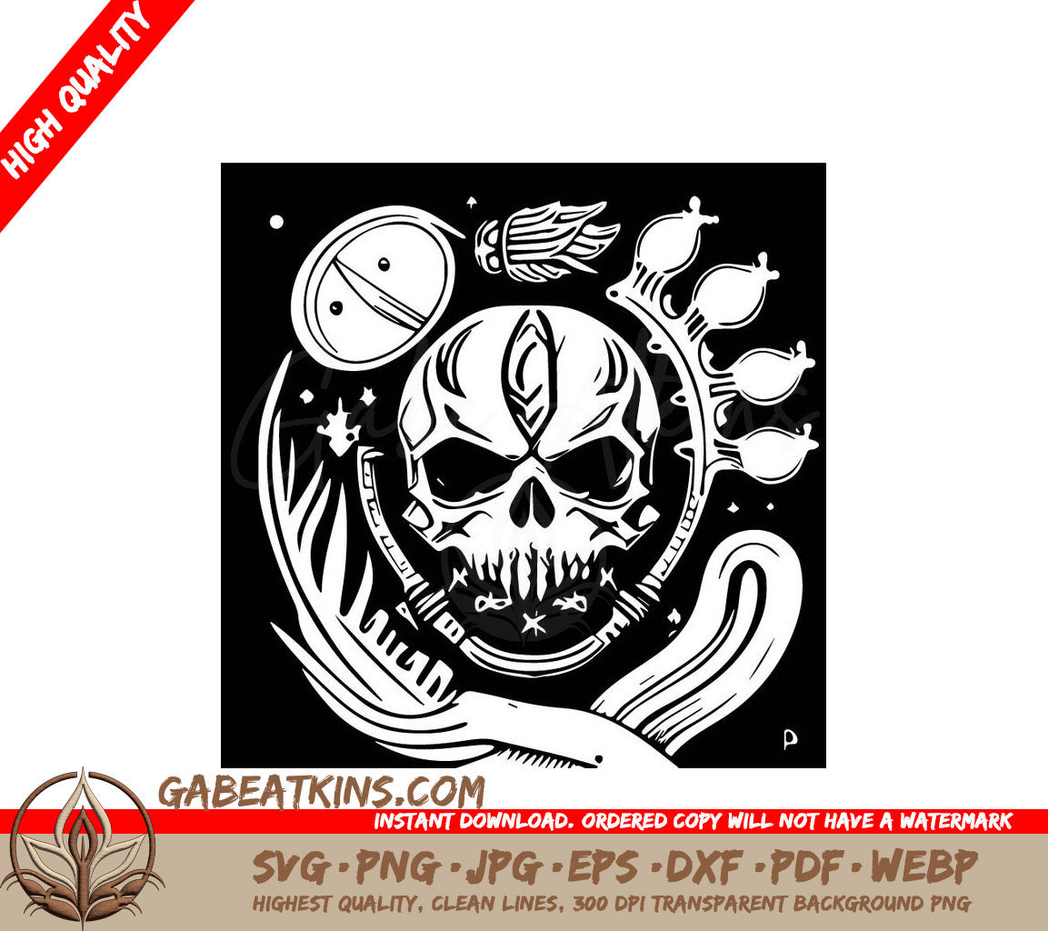 Pirate Skull with Letter P SVG -  Drawing SVG