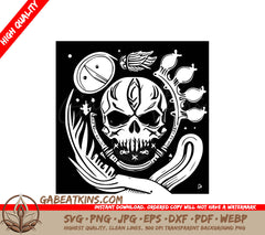 Pirate Skull with Letter P SVG -  Drawing SVG