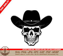 A Skull Wearing A Cowboy Hat With A Star On It