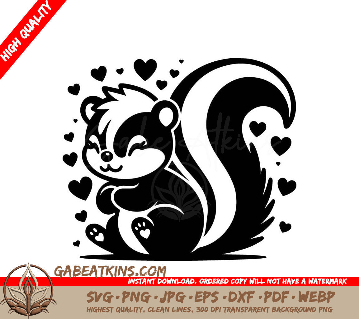  A Skunk With Hearts Around It SVG - Skunk Affection SVG