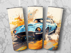 Sky Blue Classic GT Watercolor Speed Tumbler Wrap | 20oz Tumbler Wrap Sublimation Design PNG - Gabe Atkins Designs