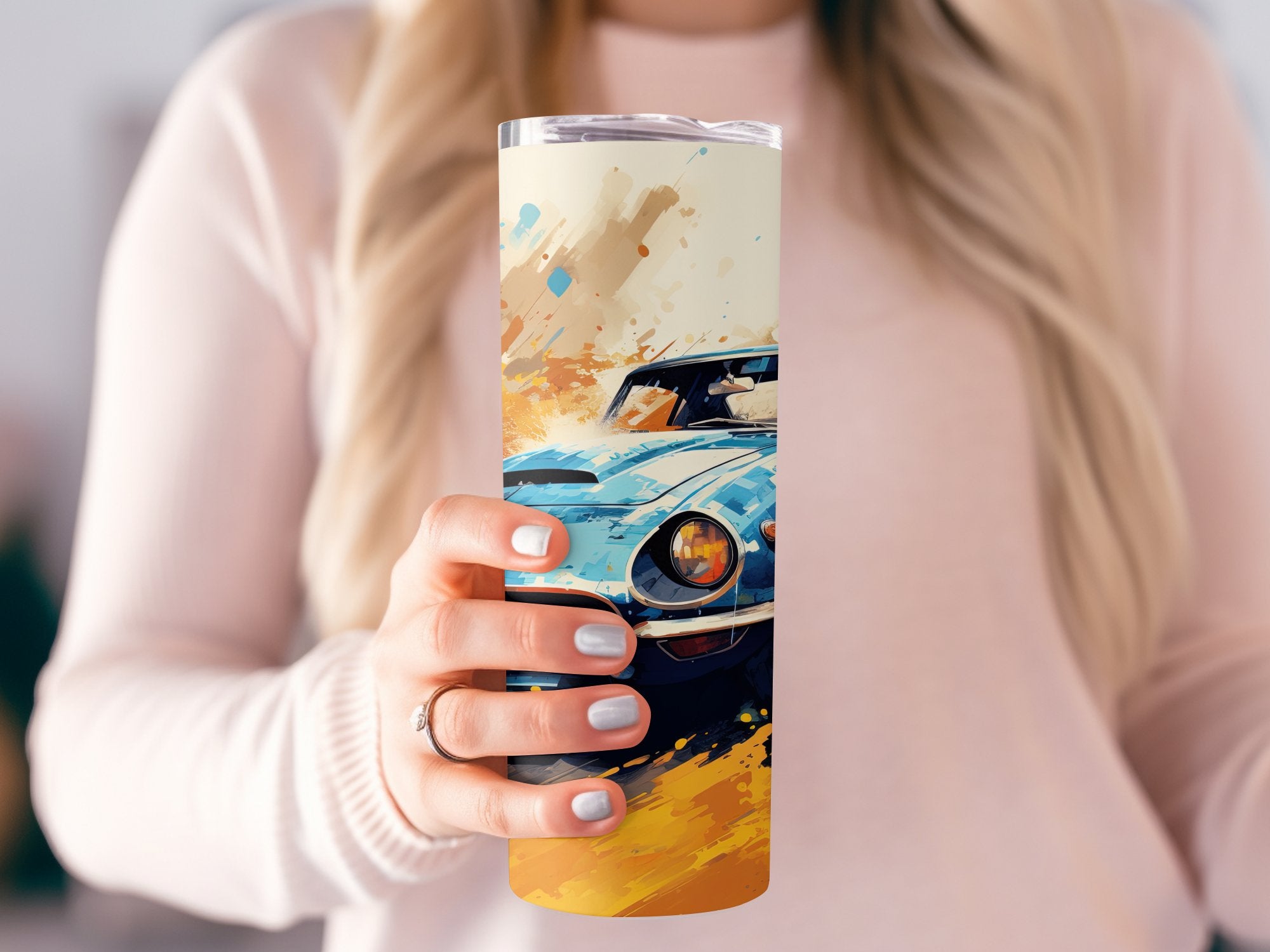 Sky Blue Classic GT Watercolor Speed Tumbler Wrap | 20oz Tumbler Wrap Sublimation Design PNG - Gabe Atkins Designs