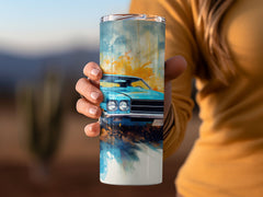 Sky Blue Muscle Car Abstract Art Tumbler Wrap | 20oz Tumbler Wrap Sublimation Design PNG - Gabe Atkins Designs