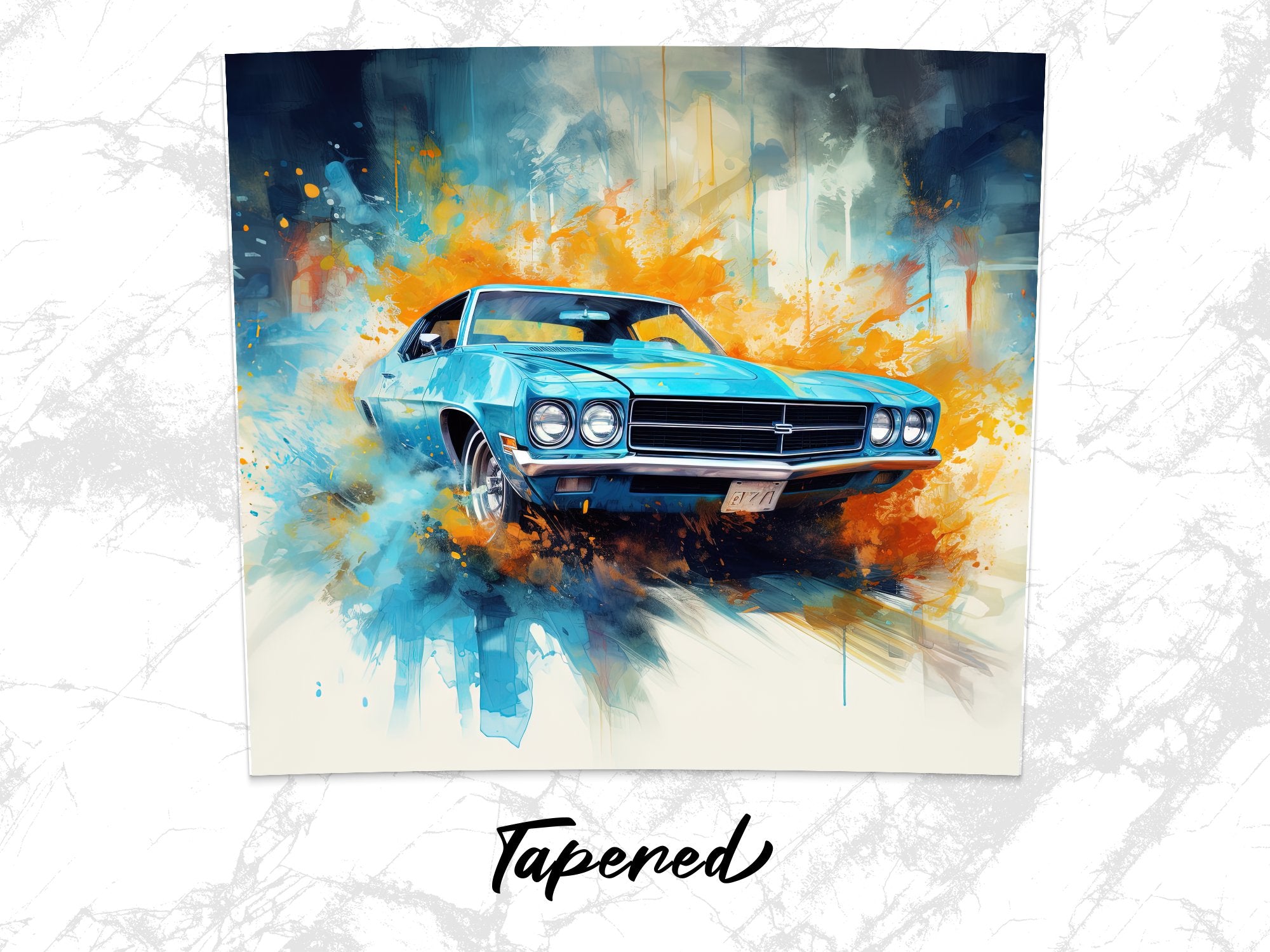 Sky Blue Muscle Car Abstract Art Tumbler Wrap | 20oz Tumbler Wrap Sublimation Design PNG - Gabe Atkins Designs