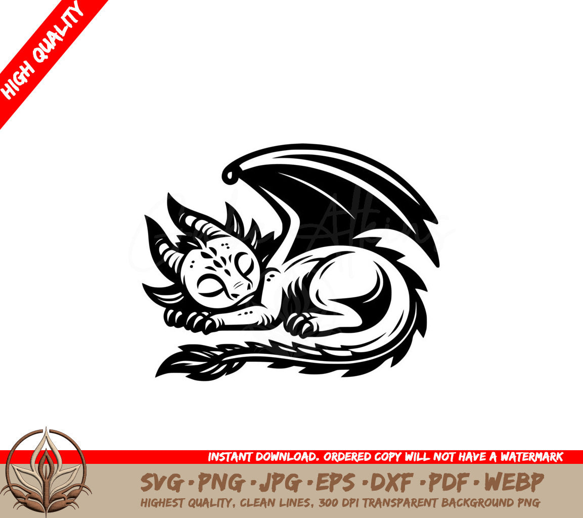 Sleeping Protector Dragon SVG PNG JPG AI PDF DXF EPS and WebP Digital Download 
