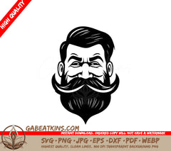 Smiling Bluebeard   Man with Beard and Mustache SVG SVG