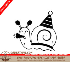  Snail Party SVG - Doodle Vector Outline Sticker SVG