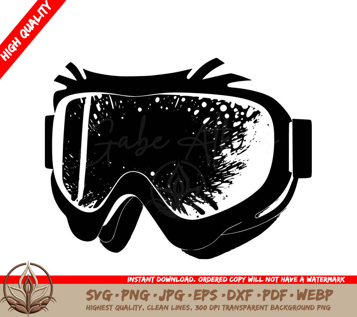 Snowboard Goggles Digital Design File (SVG, PNG, JPG, AI, PDF, DXF, EPS, WebP) 
