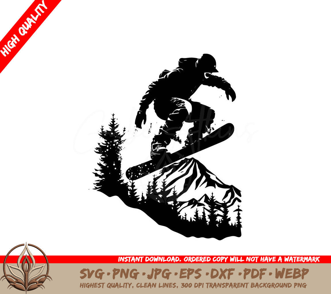 Snowboard Jump on Mountain: Digital Design in Multiple File Formats 
