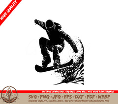 Snowboard Trick Digital Design File (SVG, PNG, JPG, AI, PDF, DXF, EPS, WebP) 
