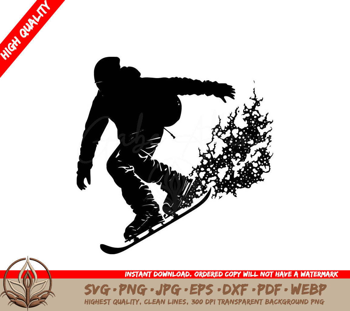 Snowboarding Digital Design File (SVG, PNG, JPG, AI, PDF, DXF, EPS, WebP) 
